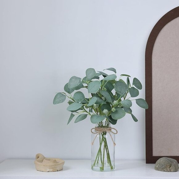 NEW 15" Fake Plant Eucalyptus Leaves White Seeds for Bathroom Shelves. - Picture 7 of 9